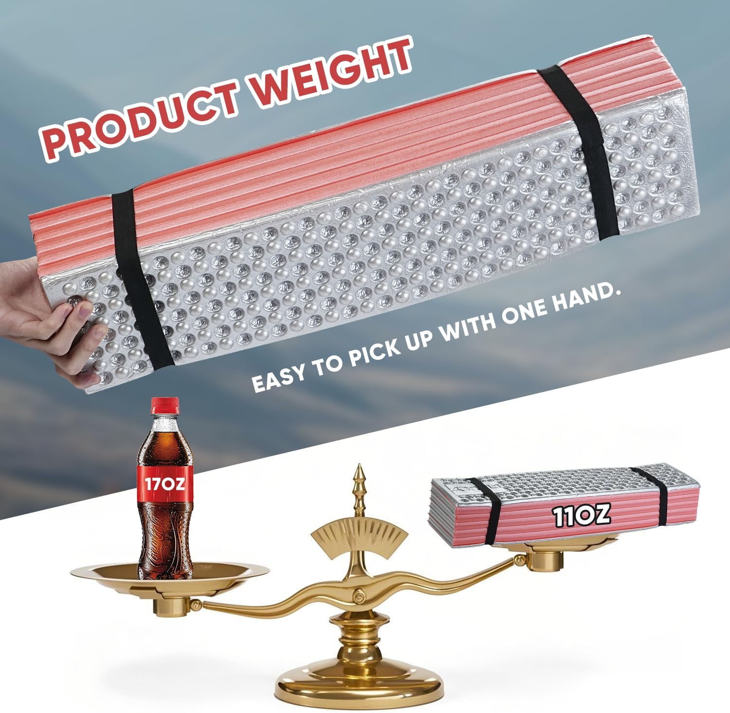 Alternative view of Ultralight Foam Sleeping Pad, Waterproof Closed Cell Foam Pad for Superior Insulation, Folding Sleeping Mat for Compact Storage, Foldable and Portable for Hiking and Camping