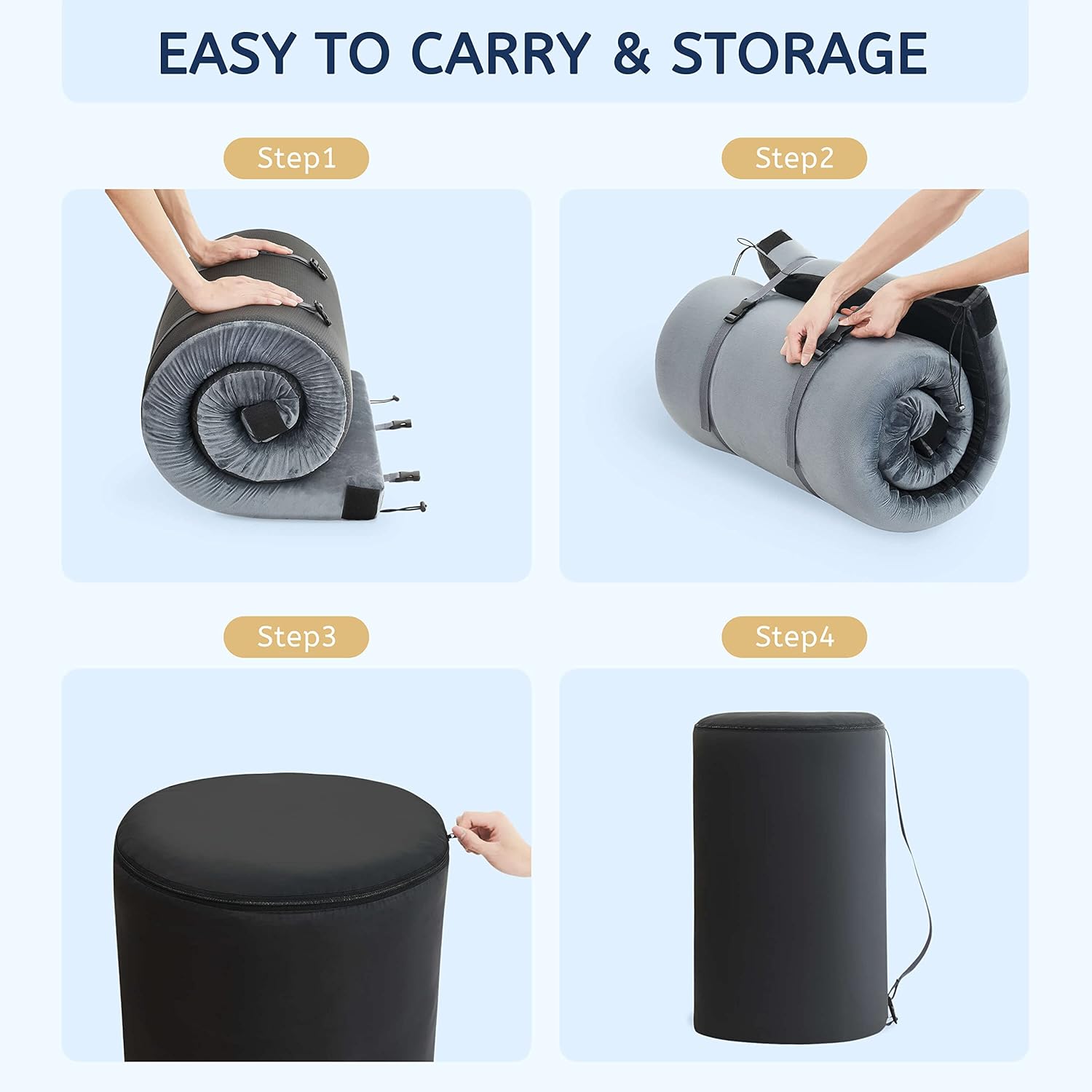 Alternative view of HomeMate CertiPUR-US Memory Foam Camping Mattress Pad Portable Roll Up Mattress for Adults Sleeping Mat Cot Mattress Pad