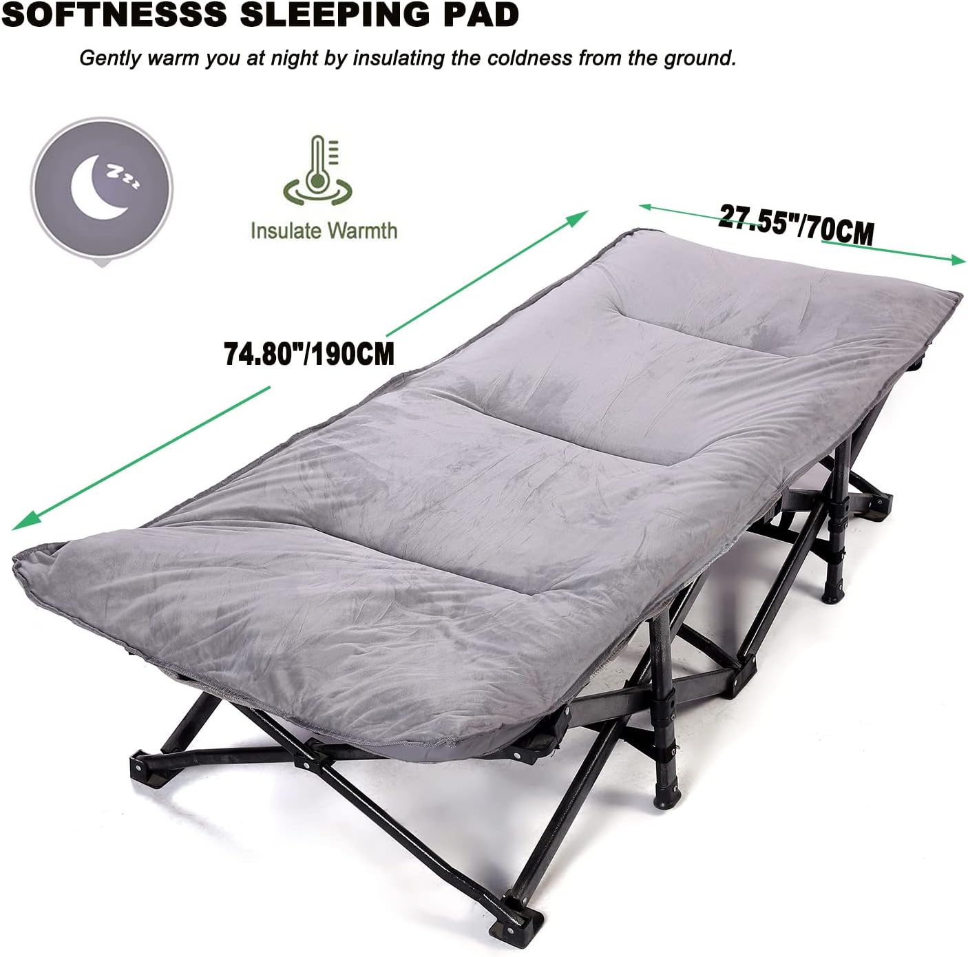 Alternative view of Gehannah Thick Camping Sleeping Pad, Soft Comfortable Microfiber Camping Cot Pads for Adults, Lightweight Foldable Sleeping mats for Traveling Hiking Backpacking Traveling