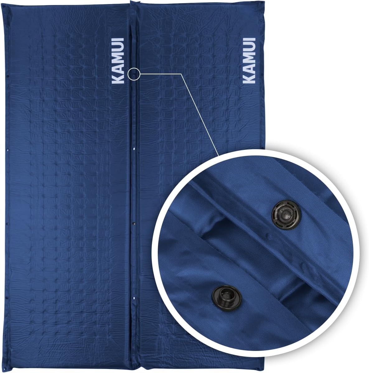 KAMUI Self Inflating Sleeping Pad - 2 Inch Thick Camping Pad Connectable with Multiple Mats for Tent and Family Camping