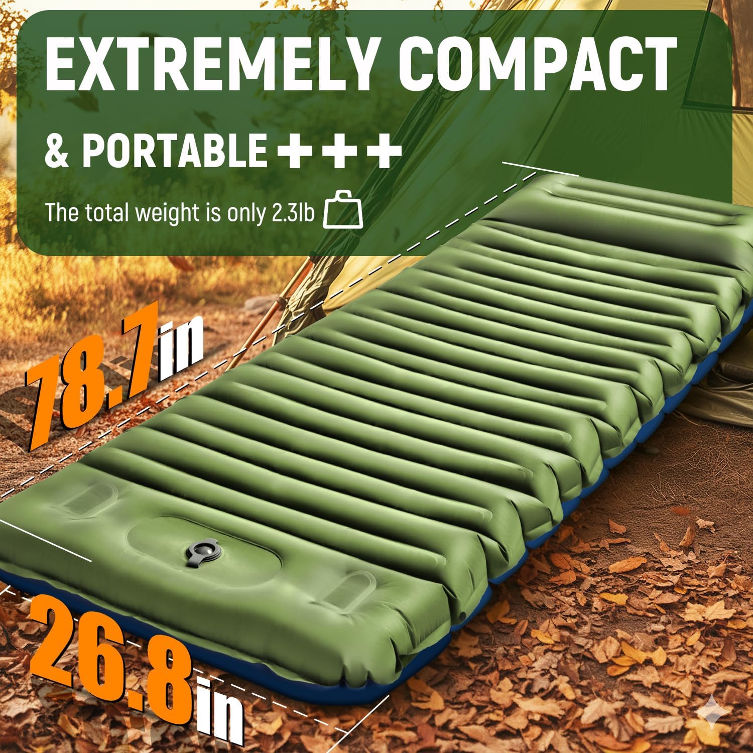 Alternative view of Myxslop Camping Sleeping Pad, Thick 5 Inch Camping Mat with Pillow Built-in Foot Pump Ultralight Inflatable Sleeping Pads for Camping, Backpacking, Hiking, Tent