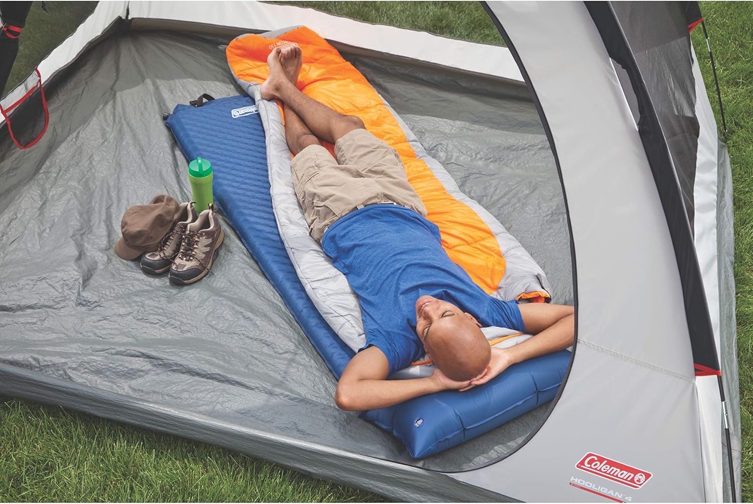 Coleman Self-Inflating Sleeping Pad with Pillow, Lightweight Inflatable Camp Pad with Extra Support & Quick Deflation, No Air Pump Needed