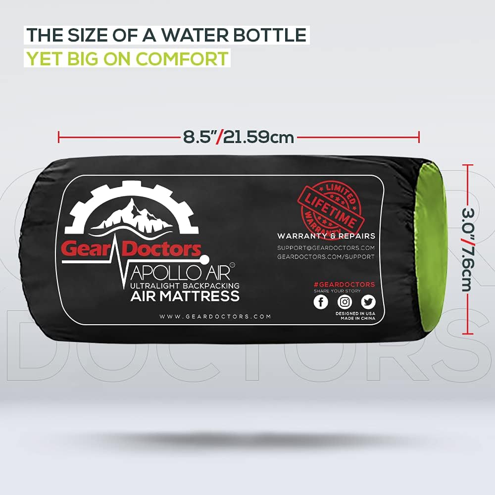 Alternative view of Gear Doctors ApolloAir 5.2 R-Value [17oz] Ultralight Insulated Inflatable Camping Sleeping Pad u2014 Backpacking Sleeping Pad u2014 Camping Mattress Compact Lightweight for Hikingu2014Air Mattress for Backpacking