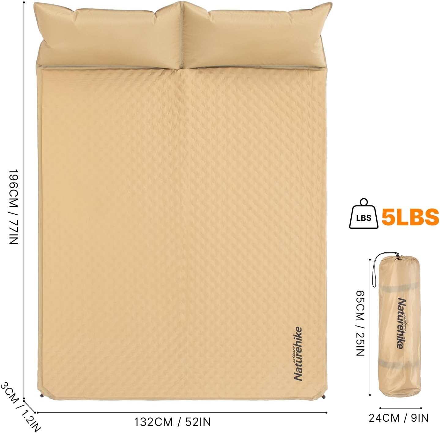 Naturehike Camping Sleeping Pad with Quick-Inflating, Ultralight Memory Foam Sleeping Mat for Camping Backpacking Hiking Traveling Tent, Yellow