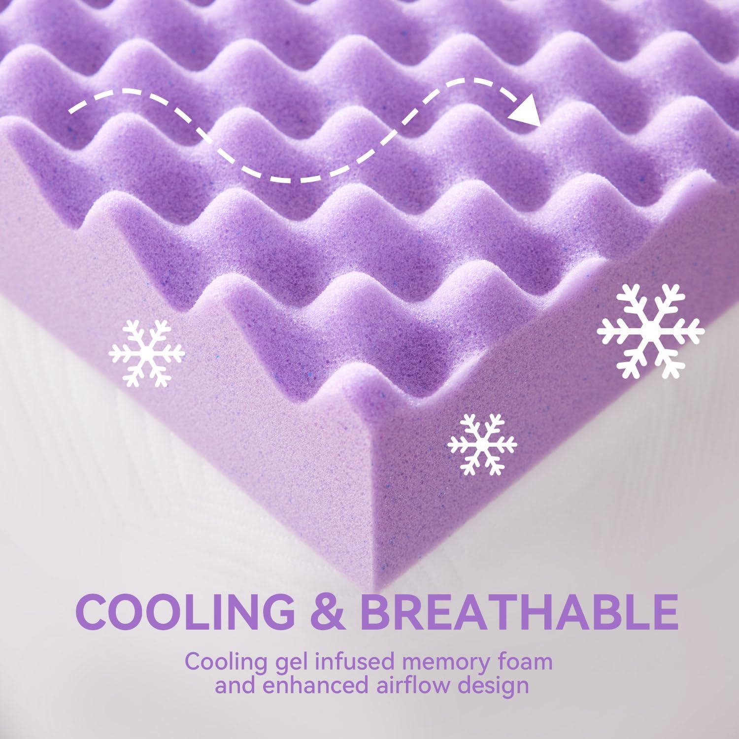 Alternative view of SINWEEK 2 Inch Egg Crate Memory Foam Mattress Topper Twin Size, Soft Mattress Pad for Back Pain Relief, Bed Topper, CertiPUR-US Certified