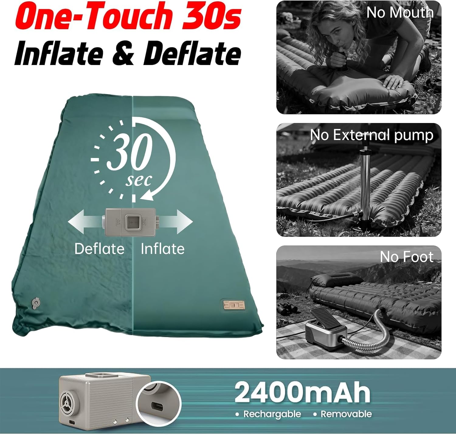 Alternative view of CROSSHIP Self Inflating Camping Sleeping Pad with Electric Pump - 9.5 R-Value&3.2" Extra Thick Memory Foam Mat with Pillow, Packable for Camping, Backpacking&Car-Sleep (Includes Waterproof Camp-Pad)