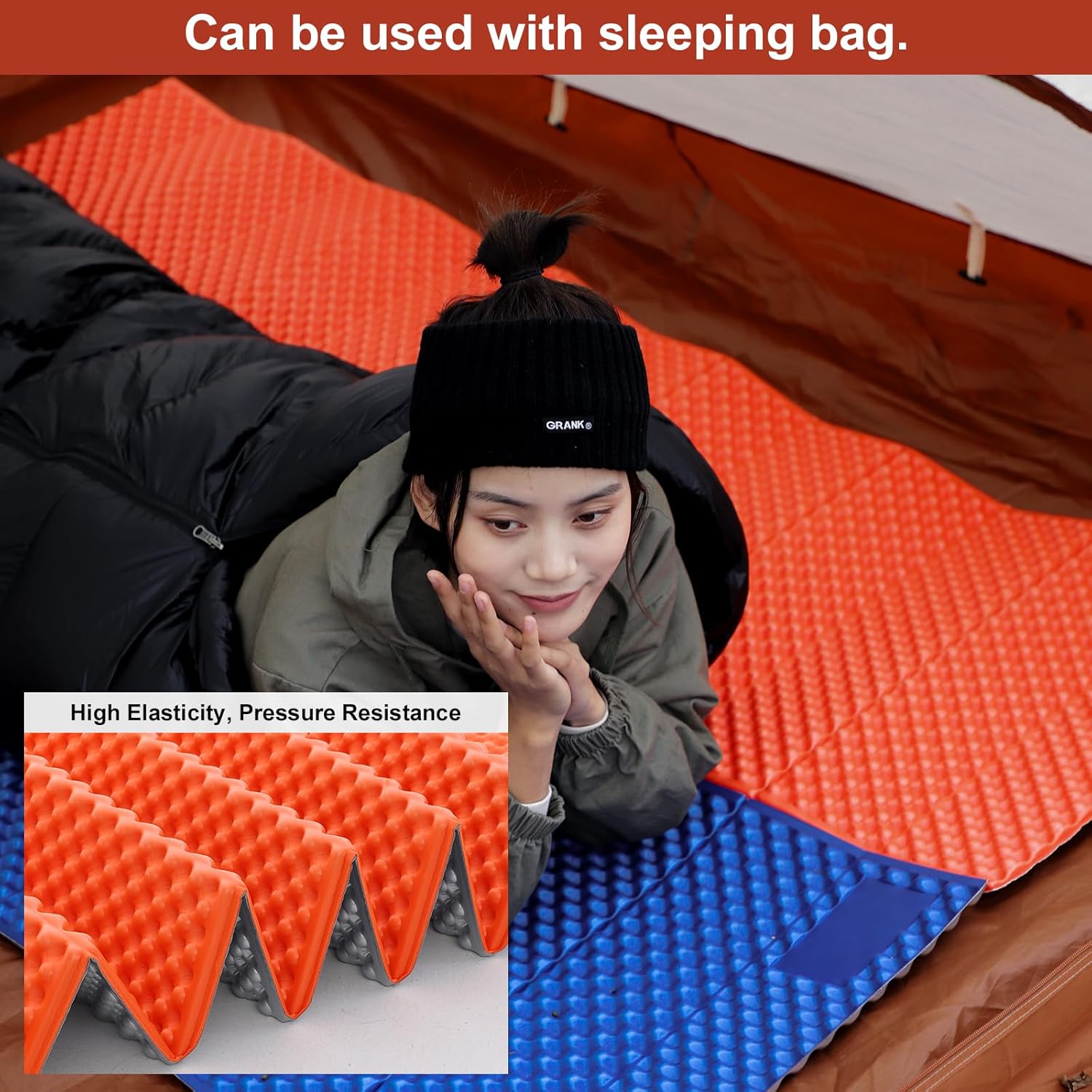 Alternative view of Camping Foam Sleeping Pad Lightweight Closed Cell Folding Camping Mat Moisture-Proof Camping Mattress Portable for Outdoor Hiking Mountaineering Blue