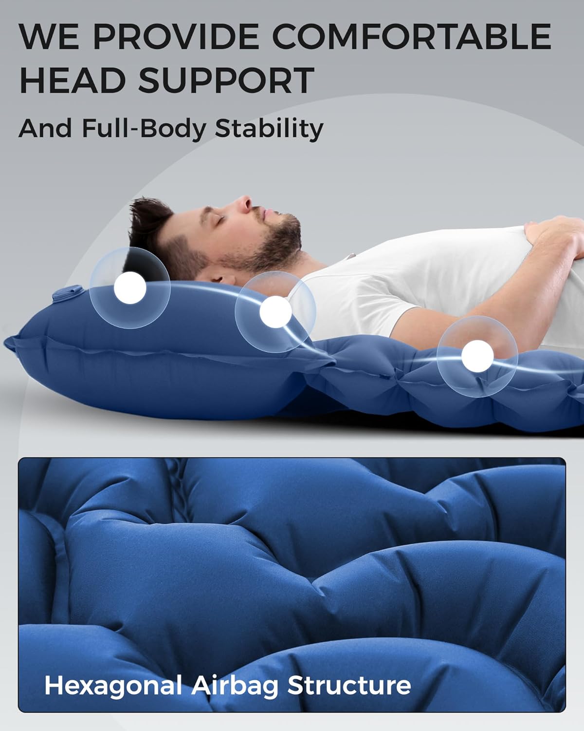 Alternative view of KingCamp Sleeping Pad for Camping, Ultralight Connectable Inflatable Sleeping Pad Camping Mattress with 6.3" Built-in Pillow & Foot Pump for Backpacking Hiking Tent Cot