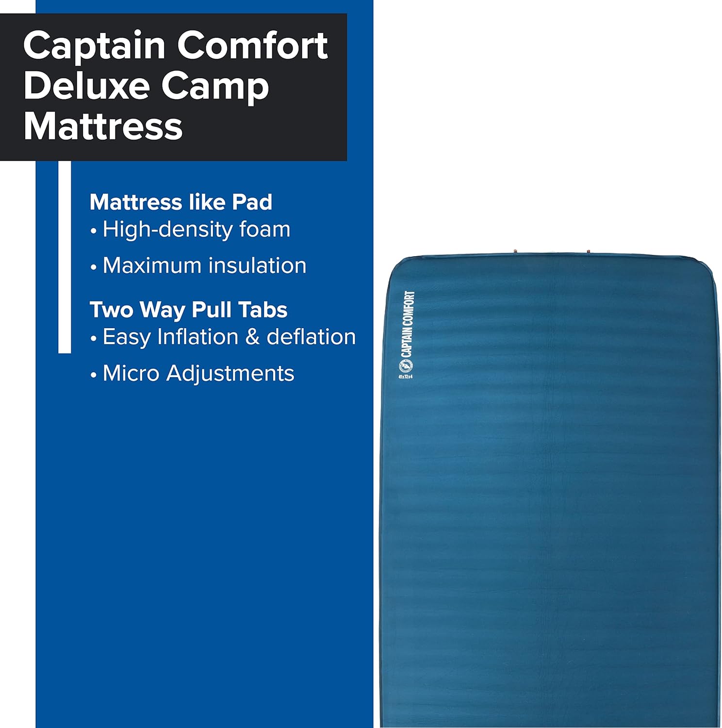 Big Agnes Captain Comfort Deluxe Camp | Supremely Comfortable, All-Weather, Self-Inflating Sleeping Pad