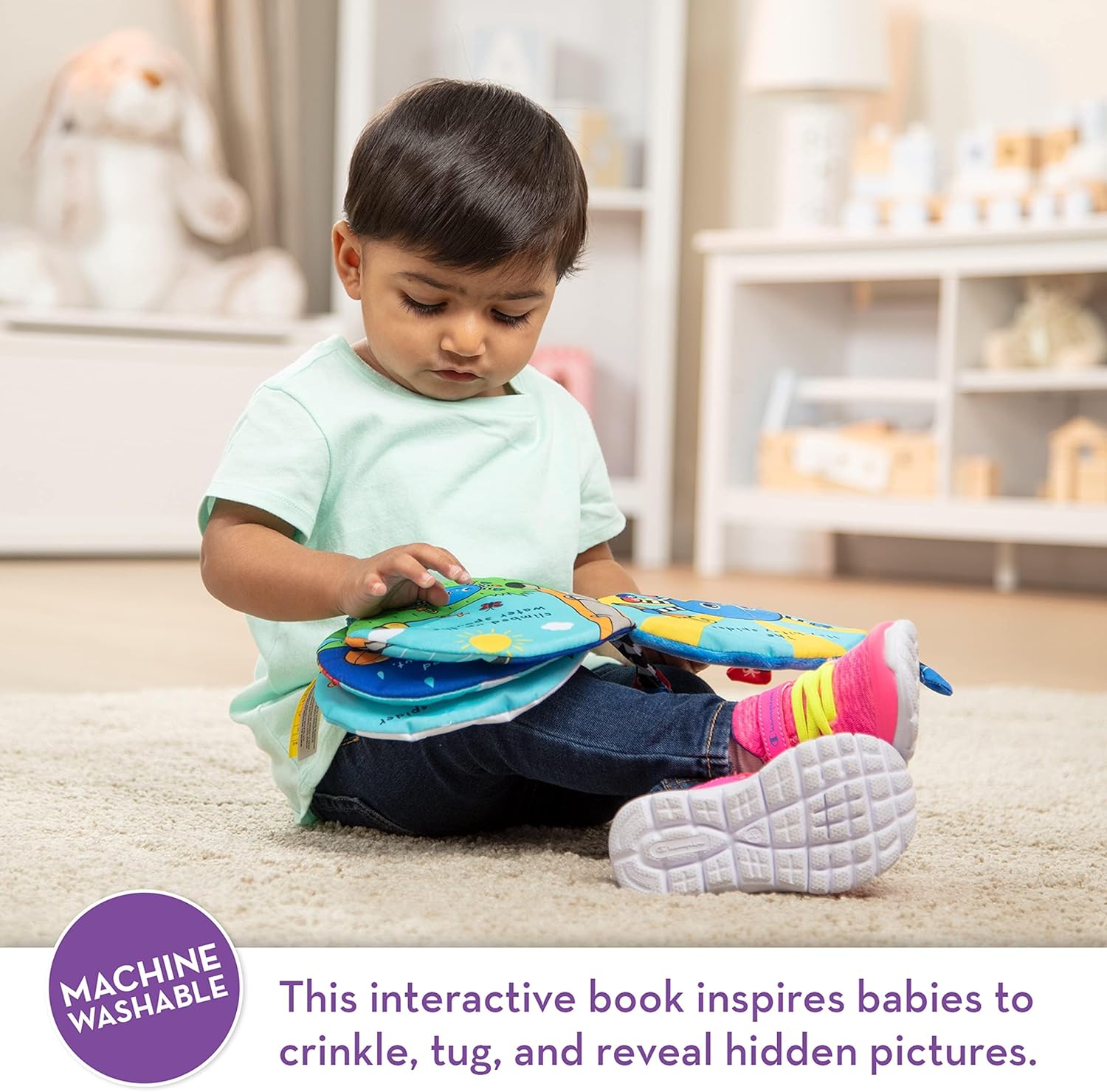 Alternative view of Melissa & Doug K's Kids Itsy-Bitsy Spider 8-Page Soft Activity Book for Babies and Toddlers - Cloth Baby Book And Sensory Toy With Textures To Grasp And Pages To Play Peekaboo, Ages 1 Month+