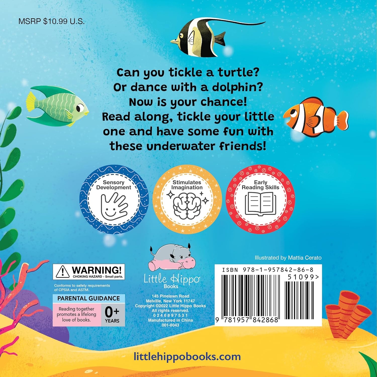 Little Hippo Books Can You Tickle a Turtle? - Children's Sensory Board Book with Touch and Feel Trails