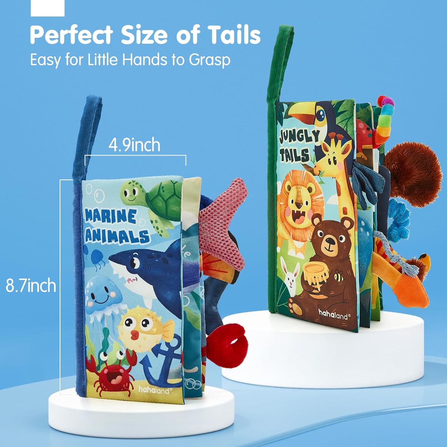 hahaland Baby Toys 0-6 Months - Crinkle Books for Babies 2-Pack, Soft Cloth Sensory Touch Feel Book 6-12 Months Infant Tummy Time Toys 0-3 Month Newborn Boys Valentines Gifts Easter Basket Stuffers