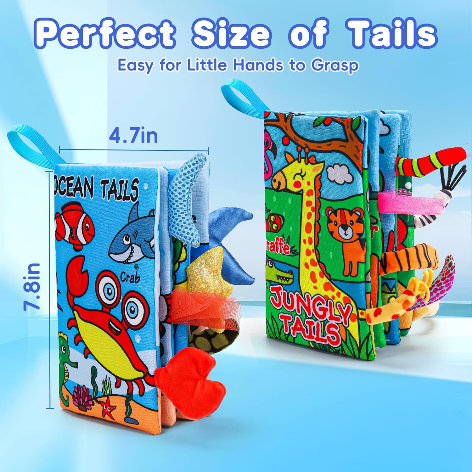 2PCS Baby Books 0-6 Months Infant Toys 0-3 3-6 6-12 Months Baby Tummy Time Sensory Toys 3 4 6 Month Newborn Essentials Must Haves Crinkle Touch Feel Busy Book for Babies Boys Girls Easter Shower Gifts