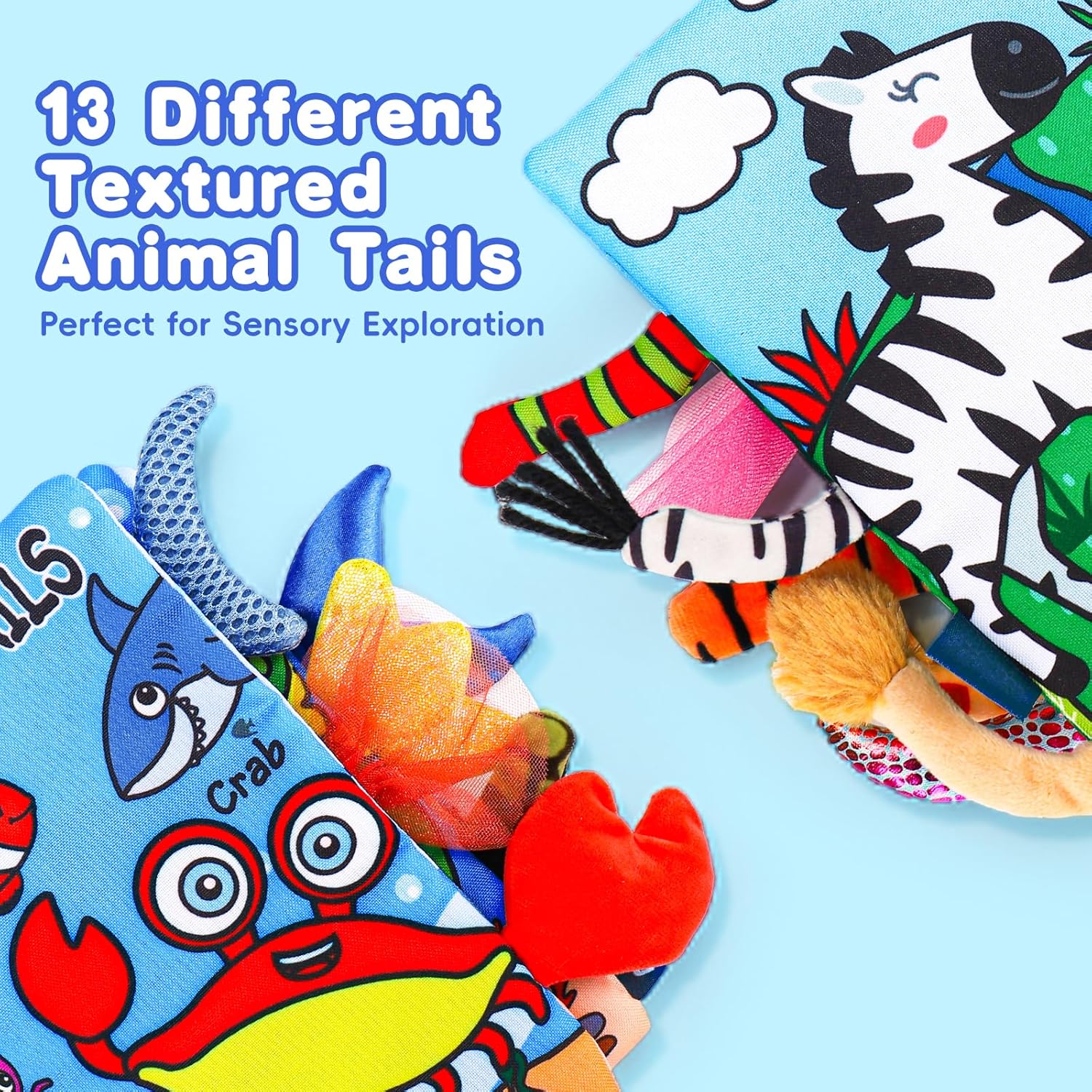Alternative view of 2PCS Baby Books 0-6 Months Infant Toys 0-3 3-6 6-12 Months Baby Tummy Time Sensory Toys 3 4 6 Month Newborn Essentials Must Haves Crinkle Touch Feel Busy Book for Babies Boys Girls Easter Shower Gifts