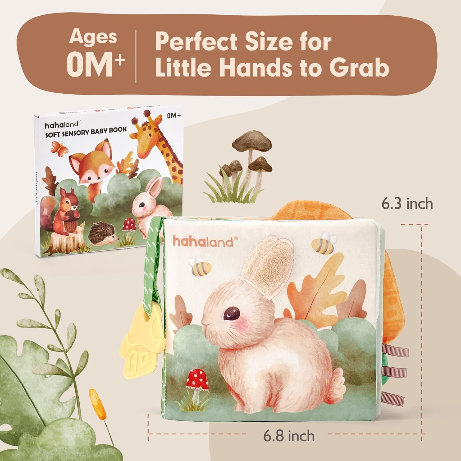 hahaland Baby Books 0-6 Months, Tummy Time Sensory Toys 6 to 12 Month Touch Feel Crinkle Book for Boys Girl 0 3 6 9 12 Month Travel Toys Valentine Birthday Gifts Easter Basket Stuffers