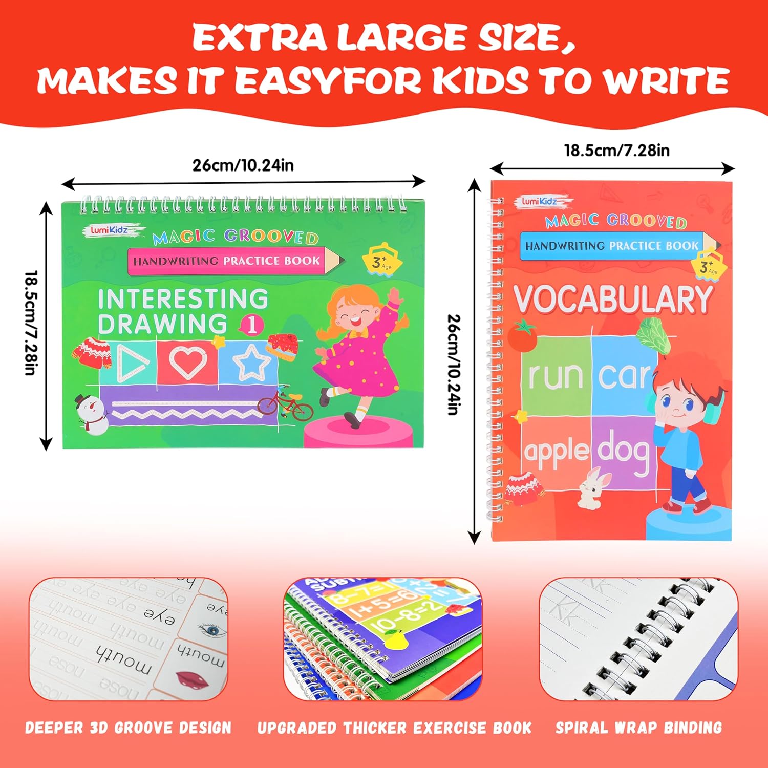 Magic Grooved Writing Practice for Kids Ages 3-8 – Reusable Handwriting Practice Books and Preschool Learning Activities, Perfect Educational Gift