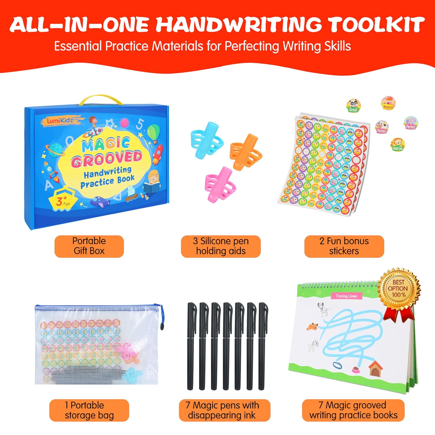 Alternative view of Magic Grooved Writing Practice for Kids Ages 3-8 – Reusable Handwriting Practice Books and Preschool Learning Activities, Perfect Educational Gift