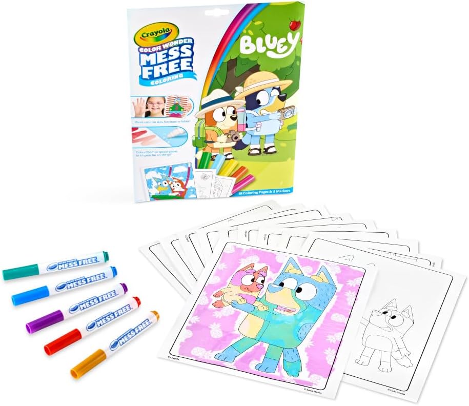Crayola Bluey Color Wonder Coloring Set, 18 Bluey Coloring Pages, Toddler Stocking Stuffer, Holiday & Christmas Gifts for Kids, Mess Free Coloring for Toddlers, Toys & Games