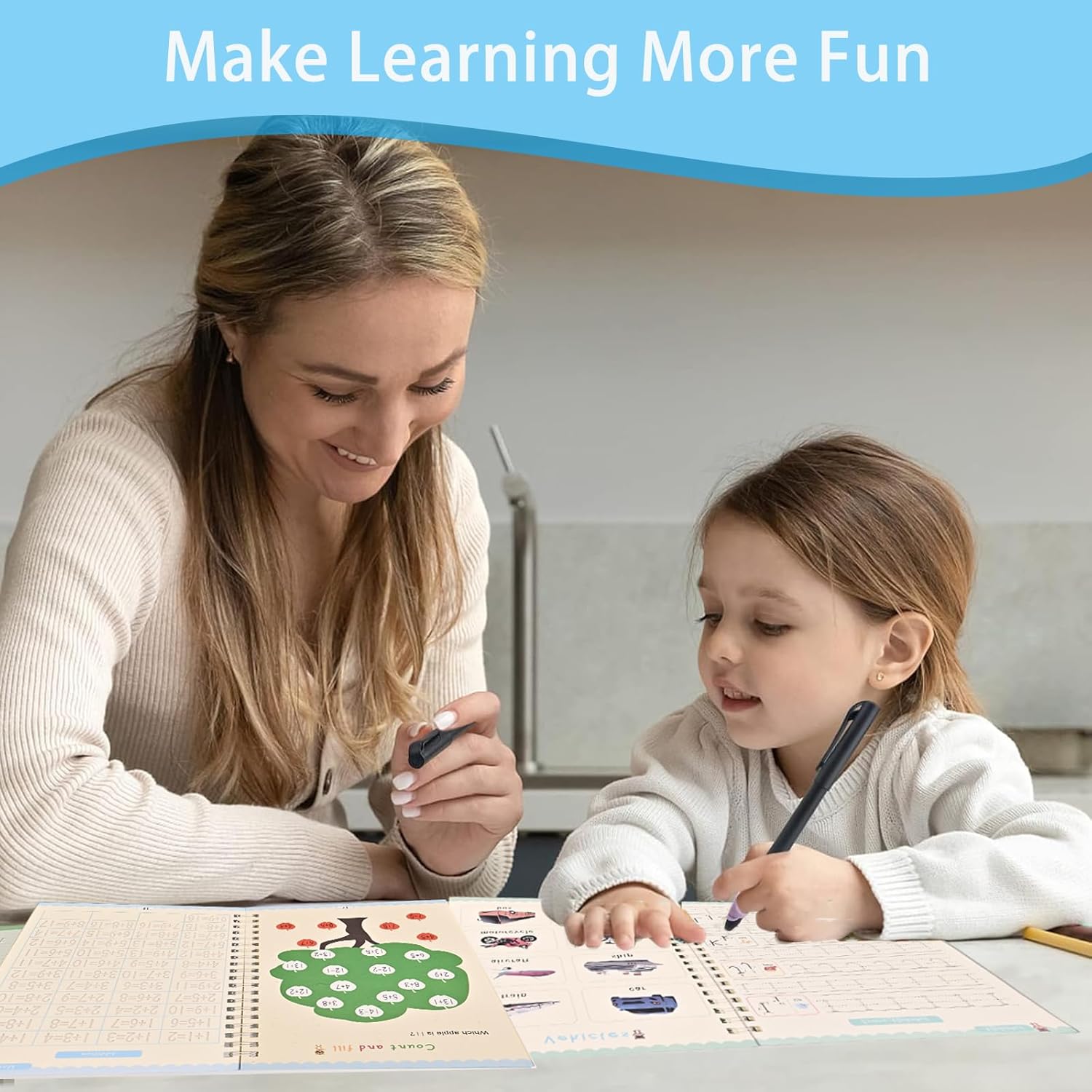 AALGO Handwriting Book Practice for Kids,Reusable Grooved Handwriting Books, Writing Practice for Kids Age 3-5