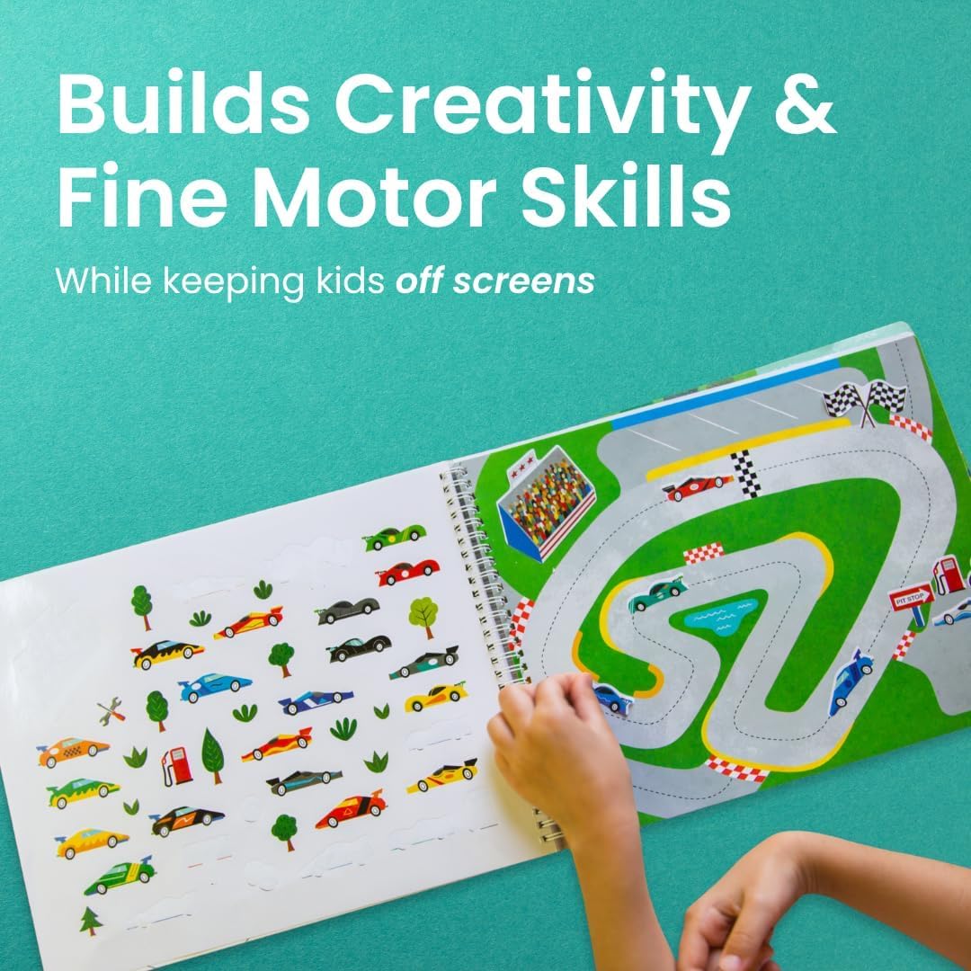 Alternative view of CUPKIN Sticker Book for Kids 2-4, 500+ Kids Stickers, Cars, Trucks, Planes & Trains 12 Coloring Pages 12 Side by Side Scenes, Fun Toddler Travel Activity Coloring and Sticker Books for Ages 4-8 + 8-10