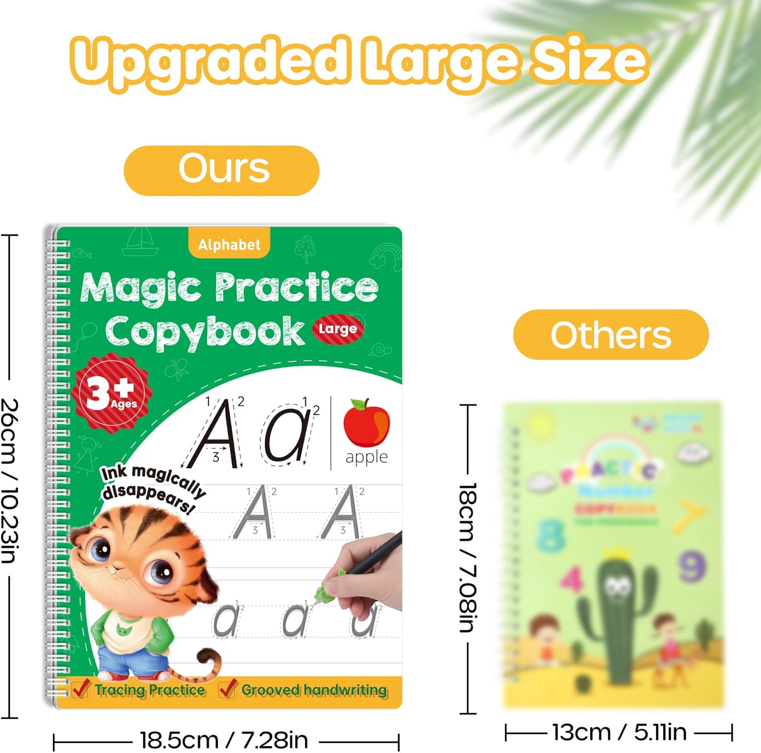 Alternative view of Large Magic Grooved Practice Copybook 5 Pack with Pens, Reusable Children's Magic Copybooks, Magical Handwriting Workbooks Number Letter Tracing for Kids Age 3-8 Kindergarten Preschool Calligraphy