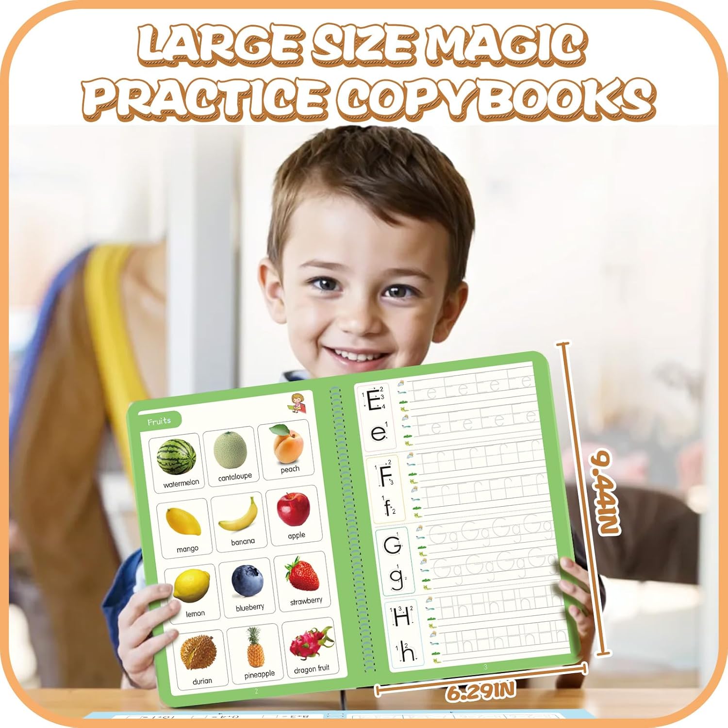 Magic Practice Copybook, Reusable Writing Practice Book, for Preschool Kids Age 3-8 u200BCalligraphy 9.44in×6.29in(5 Books with Pens)