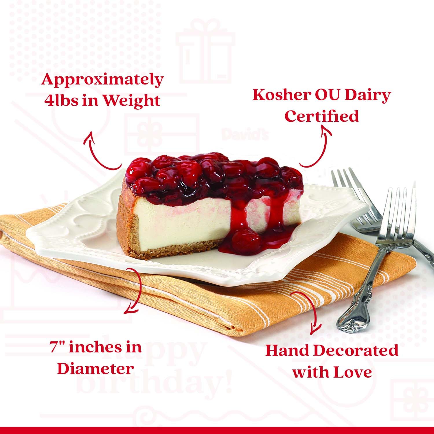 Davidu2019s Cookies Cheesecakes u2013 Creamy, Classic Bakery Dessert Perfect for Any Occasion u2013 Great Gift Idea for Women, Men, and Kids for Delivery u2013 Strawberry (10", 14 pcs)
