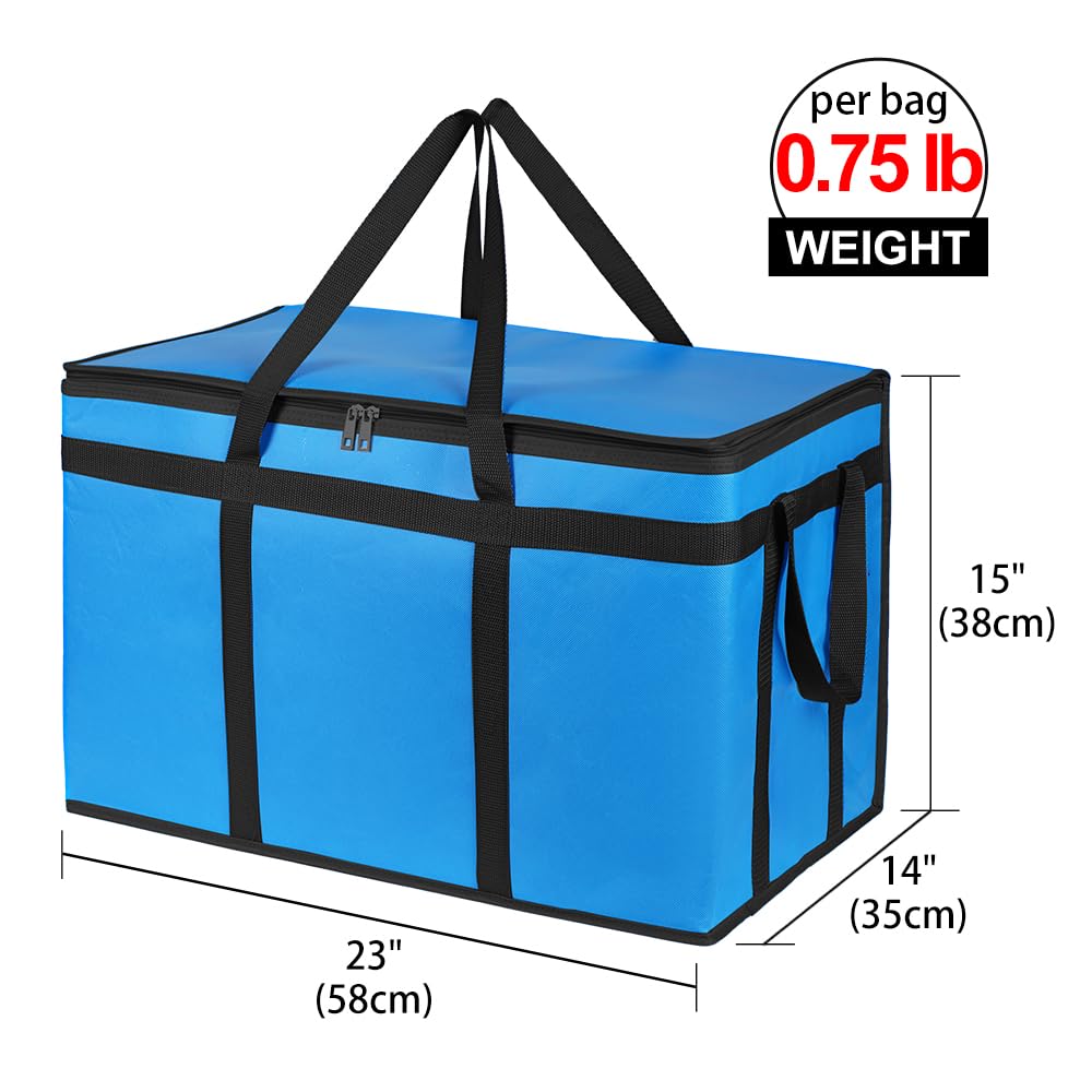 Bodaon Insulated Food Delivery Bag for Hot and Cold Meal, XXX-Large, Grocery Tote Insulation Bag for Catering, Pizza Warmer, Blue, 1-Pack