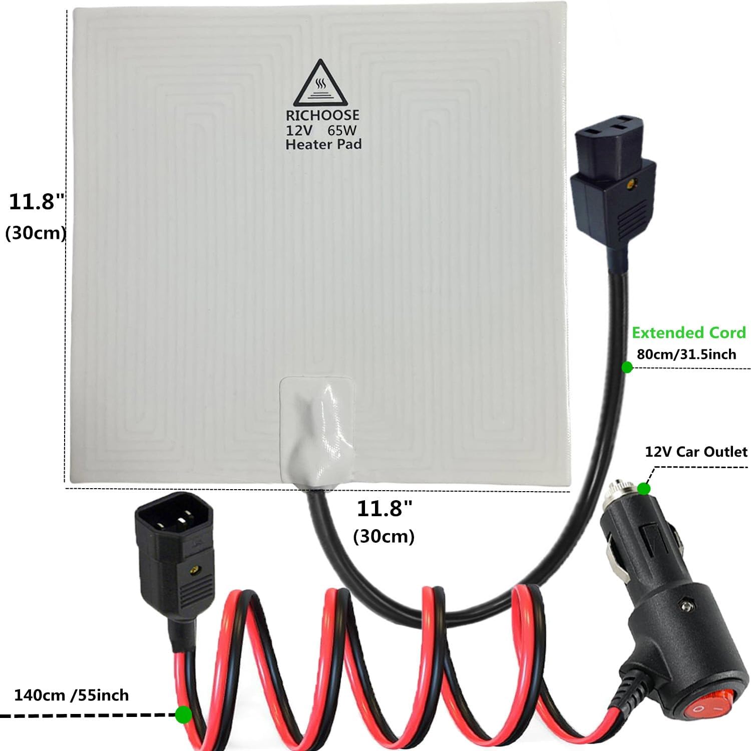 RICHOOSE 12V Upgraded 65W Food Delivery Warmer Pad for Insulated Bags, Portable Heating Pad for Keeping Pizza & Meals Hot During Transport