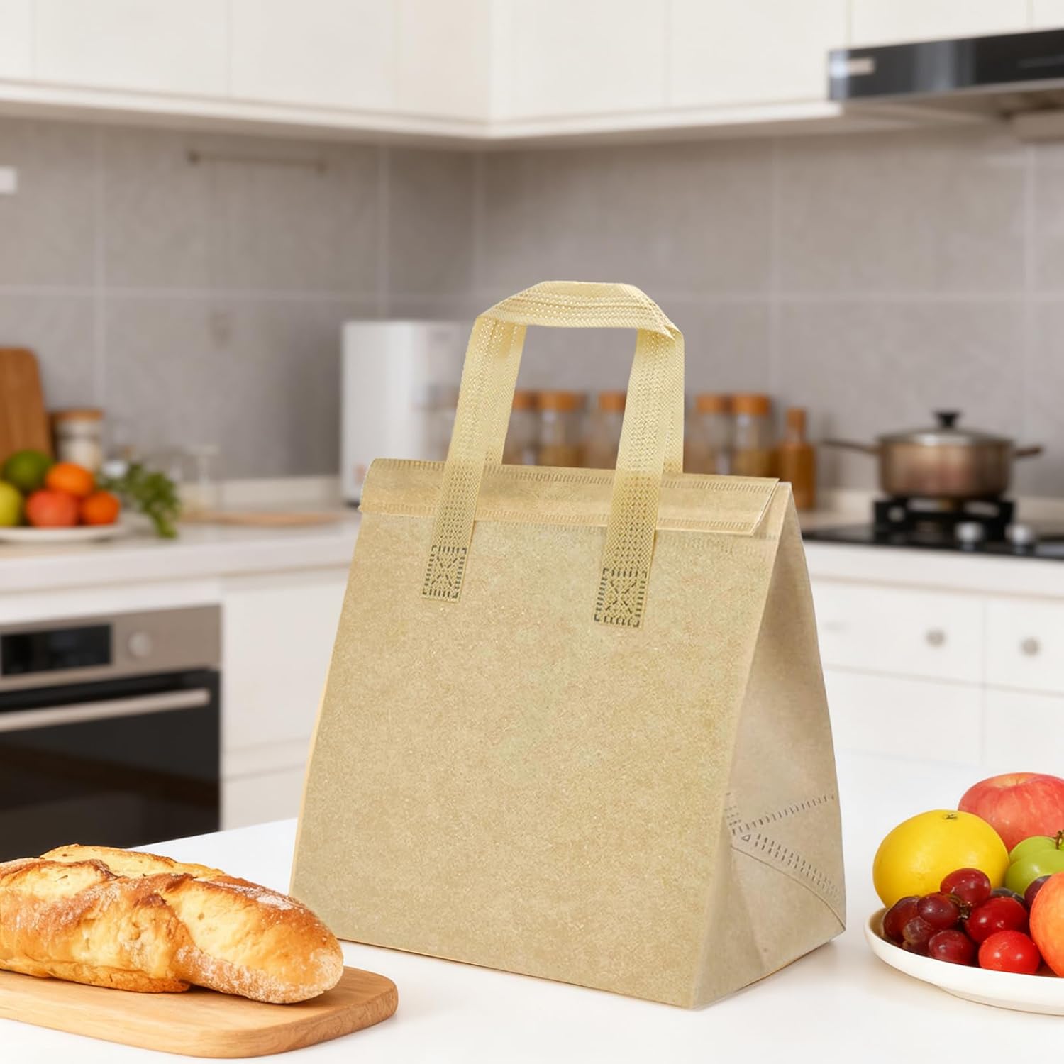 120 Pcs Insulated Take Out Bags Bulk in Thermal Insulation Lunch Bag for Hot Cold Food Coffee, Milk Tea, BBQ，Delivery Cooler Bag or Catering Restaurant Grocery Picnic Donation Gift Bag