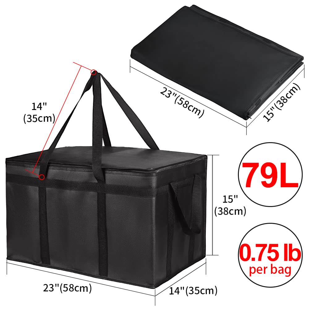 CIVJET 2PK Insulated Food Delivery Bag, XXX-Large Insulated Grocery Bags, Cooler bags, Food Carrier Catering Bag, Commercial Food Warmer bag for Delivery Drivers, Black