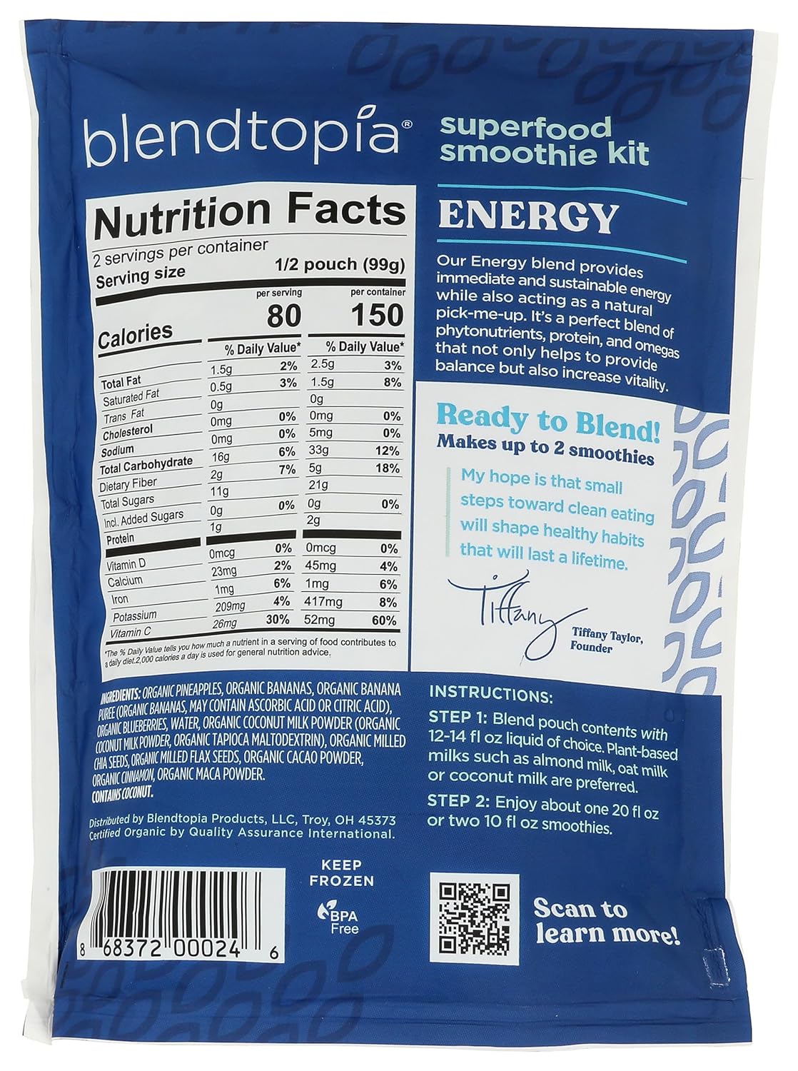 Blendtopia Energy Superfood Smoothie Kit, 7 Ounce