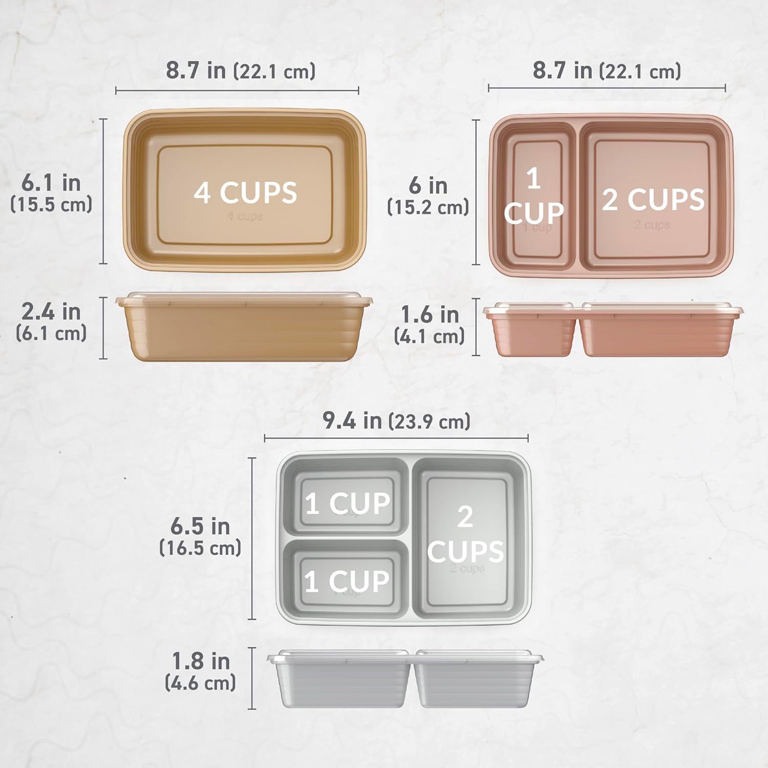 Bentgo Prep 60-Piece Meal Prep Kit - Reusable PFAS & BPA-Free Food Containers, 1-Compartment, 2-Compartment, & 3-Compartments - Microwave, Freezer, & Dishwasher Safe (Gleam Metallics)