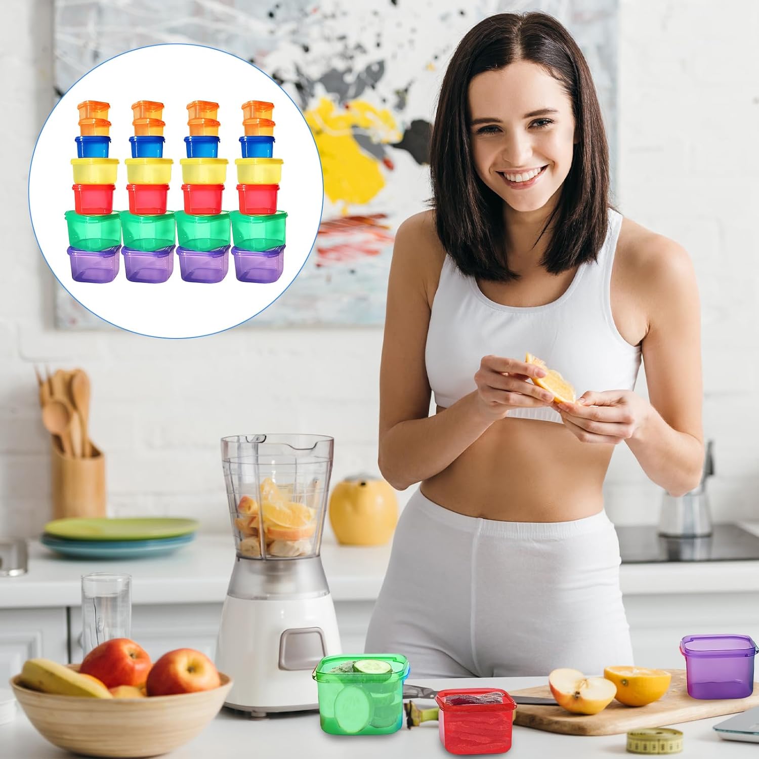 28 Pcs Portion Control Container Kit,21 Day Fix Containers And Food Plan,Multicolor Coded Containers,Meal Prep System Storage Containers,BPA Free Weight Loss Food Containers For Double Diet Plan