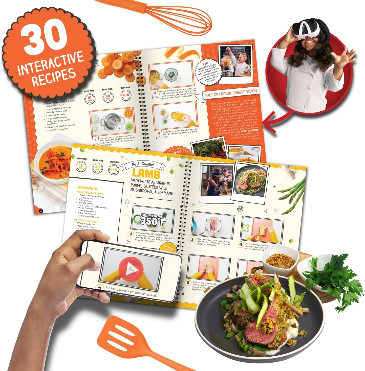 Abacus Brands VR MasterChef Junior - Virtual Reality Kids Cookbook and Interactive Food Science STEM Learning Activity Set (Full Version - Includes Goggles) - for Ages 8 and Up [Packaging May Vary]