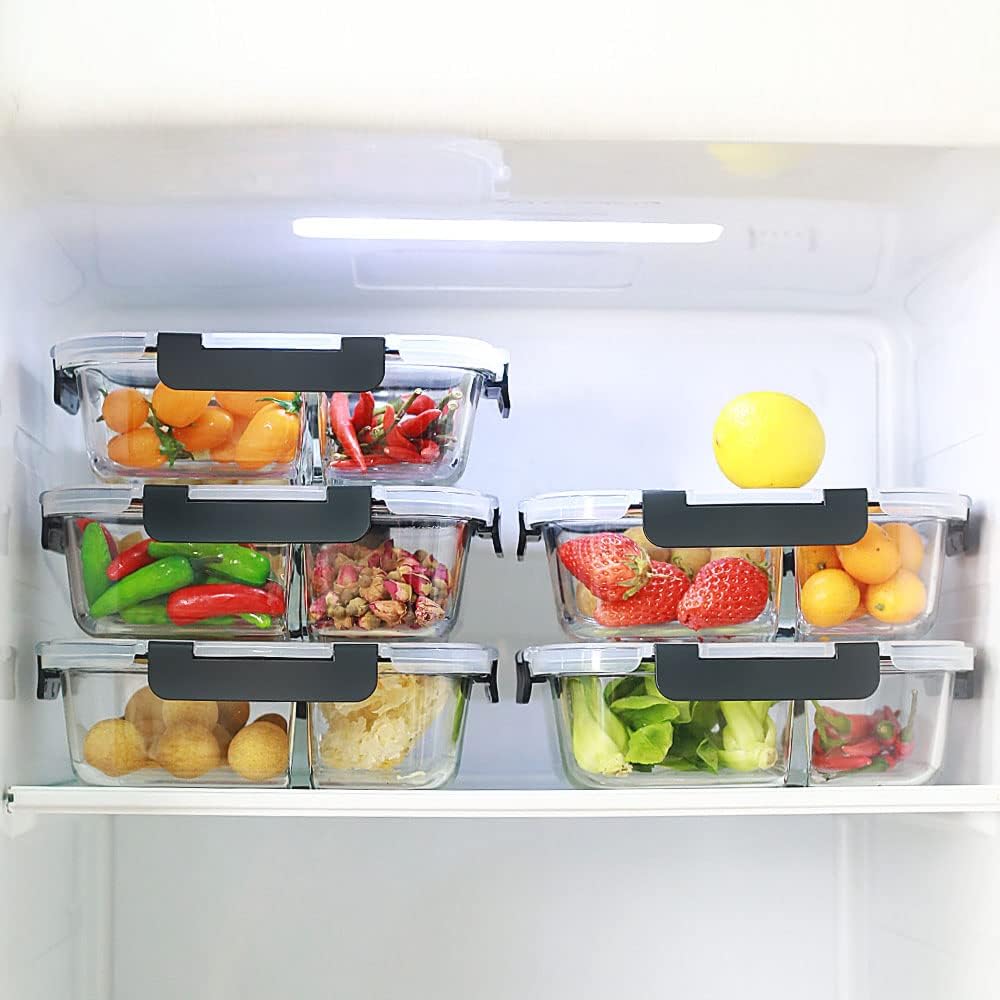 DAS TRUST 5 Pack 36oz Bento Box Glass Meal Prep Containers 3 Compartments Glass Food Storage Containers with Lids Meal Prep Bowls Lunch Box Glass Food Prep Containers Lunch Container Oven Safe