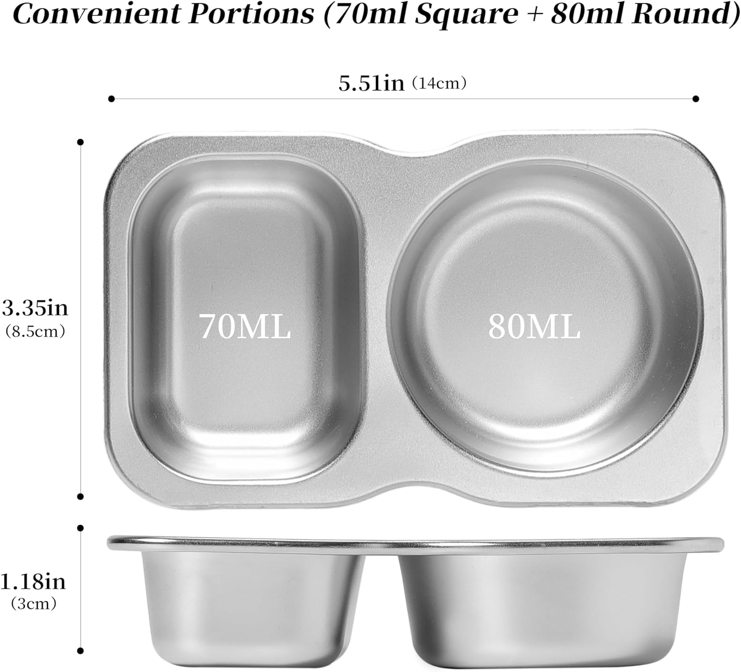 BEFOY Stainless Steel Snack Containers with Lids 4 Pack Lunchable Meal Prep Containers Reusable Meal Prep Lunch Containers for Adult Divided Stackable Bento Lunch Box for Home Travel