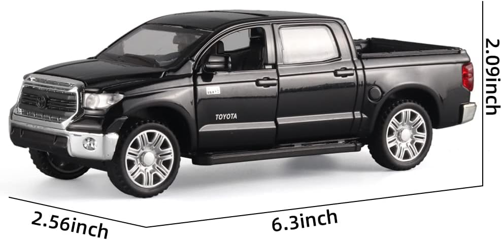 OANMYJJO Toy Pickup Trucks for Boys 1/32 Tundra Diecast Cars Model，Zinc Alloy Toy Pickup Truck，with Sound and Light、Pull Back，Birthday Gifts for Kids Ages 3 Year and UP（Black）