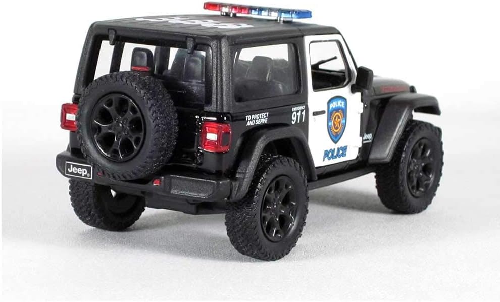 KiNSMART - Jeep Wrangler Rubicon Off Road 4x4 5 inch 1:34 Scale Die Cast Model Replica Toy Car (Rescue Police)