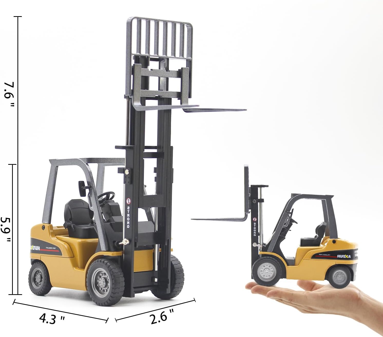 Alternative view of Dollox Die-cast Forklift Truck Toys, 1/50 Scale Manual Metal Engineering Vehicle Fork Truck, High Detail Construction Vehicles Model Collection Forklift Decoration Toy Gift for Kids