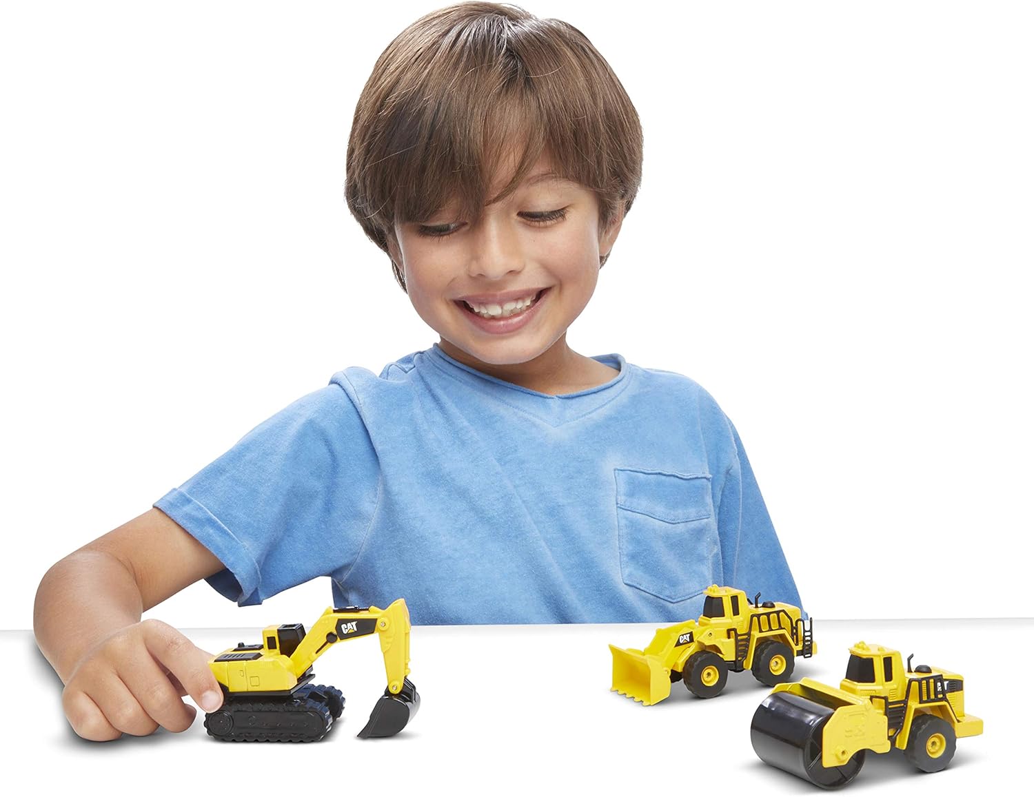 CAT Construction Toys CAT Construction Die Cast Metal 3 Pack Vehicles - Steam Roller/Excavator/Wheel Loader for Ages 3+