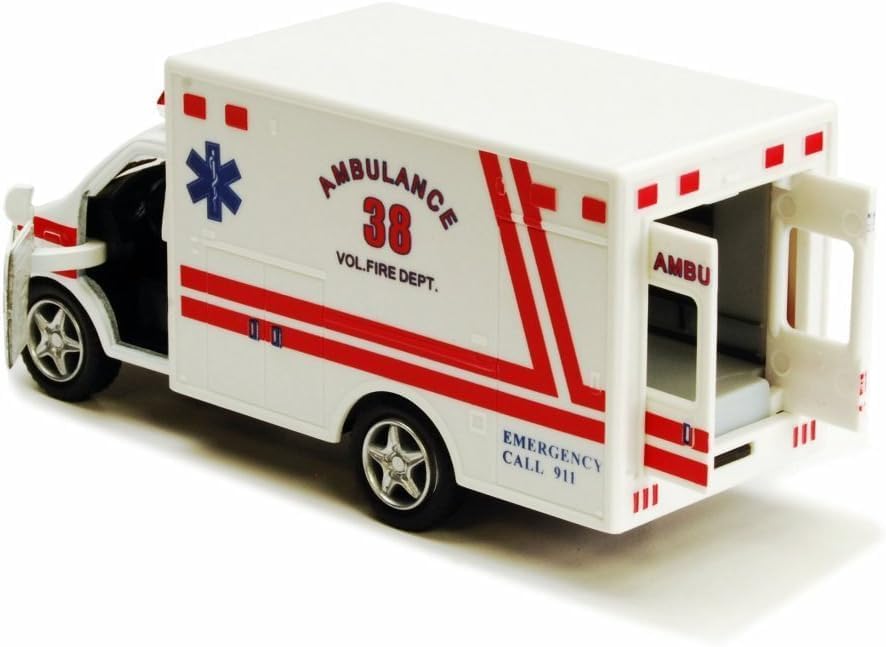 Alternative view of KiNSMART Rescue Team Ambulance 5" Die Cast Metal Cabin w/Pullback Action
