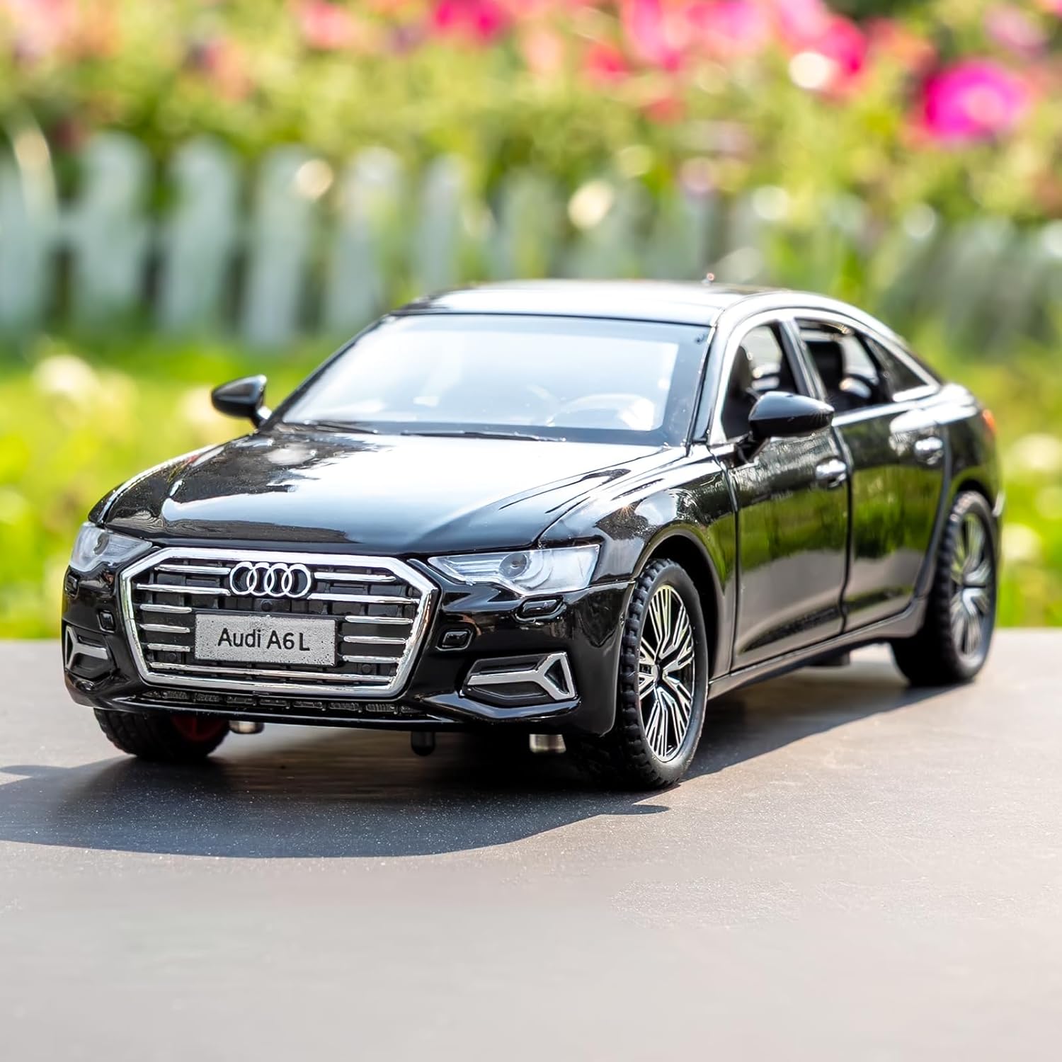 BDTCTK 1/32 A6L Model Cars Toy, Zinc Alloy Diecast Pull Back Toy Cars with Sounds and Lights Vehicles for Kids Boy Girl Gift (Black)