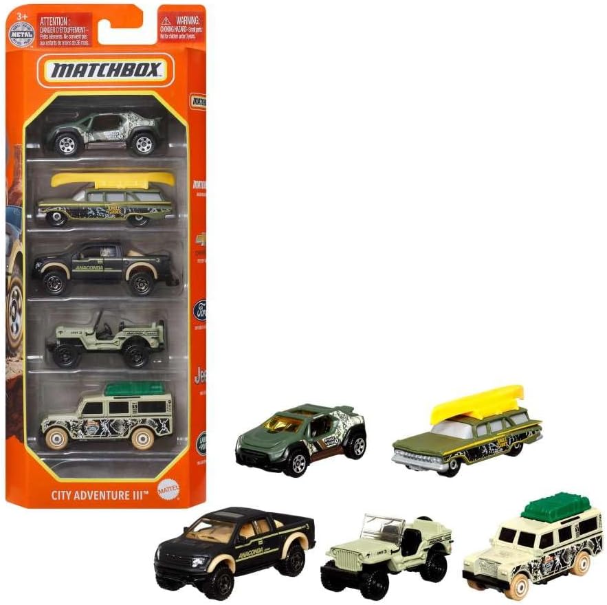 Alternative view of Matchbox Set of 15 Toy Cars and Trucks with 3 Themed 5-Packs of 1:64 Scale Die-Cast Vehicles (Styles Will Vary) Bundle