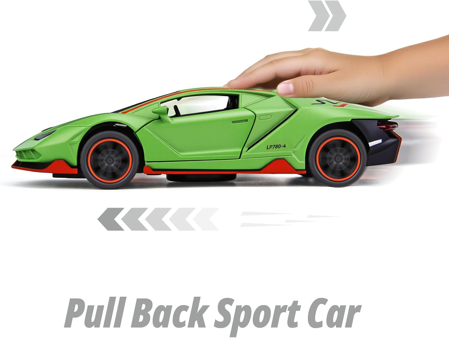 Alternative view of SASBSC Lamb SVJ Toy Cars for Boys Age 3-12 1/36 Small Diecast Metal Model Car Toys with Light and Sound Pull Back Sport Car for 3+ Years Old Kids Birthday (Green)