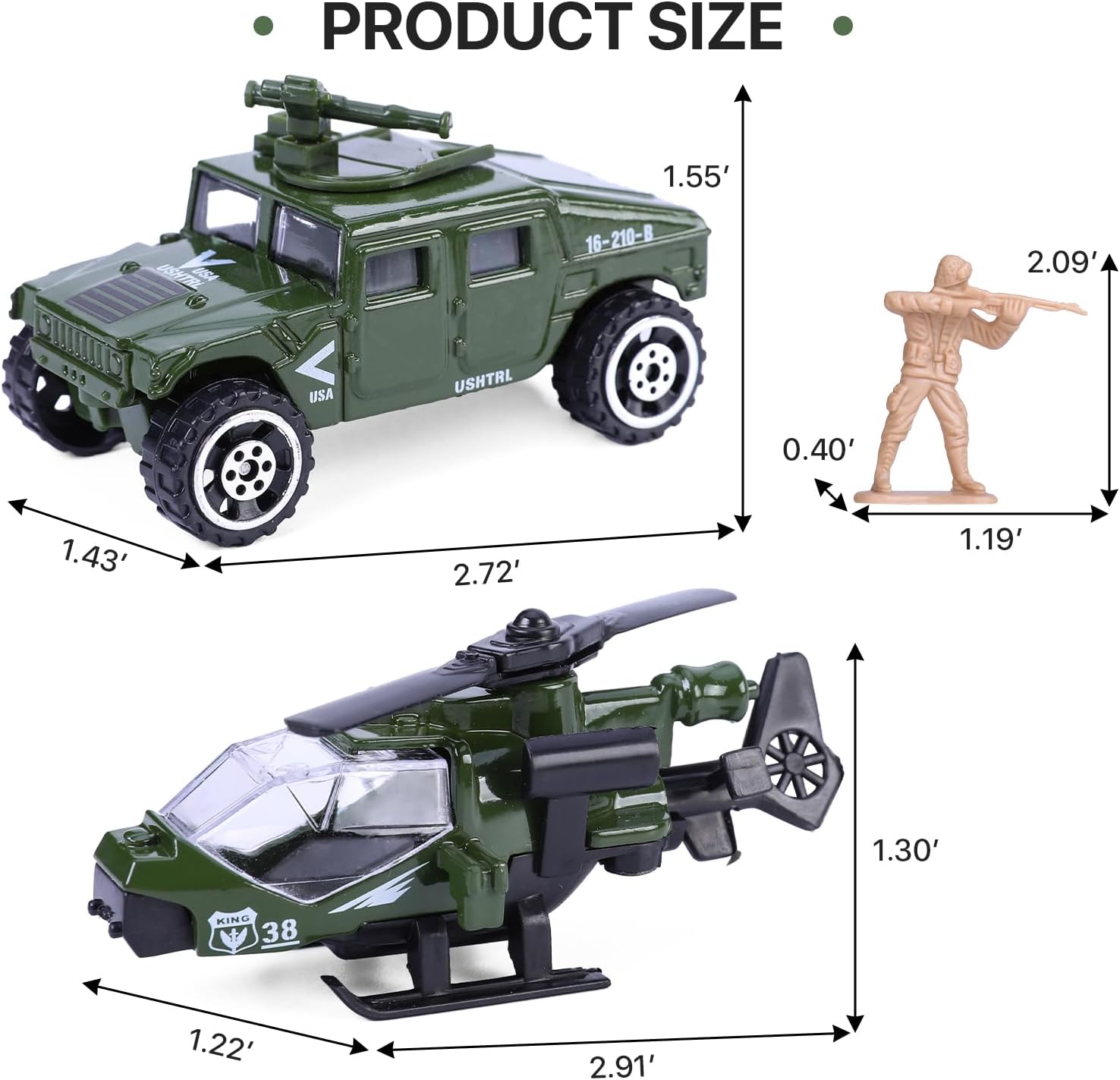 Alternative view of 26 Pack Diecast Military Vehicles Set,6 Pack Assorted Alloy Metal Models Car Toys and 20 Pack Soldier Army Men,Mini Army Toy Tank,Panzer,Helicopter,Anti-Air Vehicle Party Favors for Kids