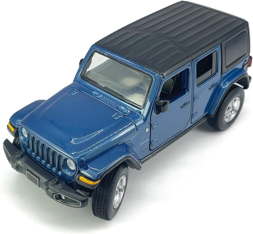 Alternative view of 4 Door Wrangler Sahara Hard Top SUV Model Car Diecast Toy Cars 1/32 Scale Metal Vehicle Children's Die-cast Vehicles, Doors Open, Light Sound, Toys for Boys Gifts Kids Adults Men Collection, Blue
