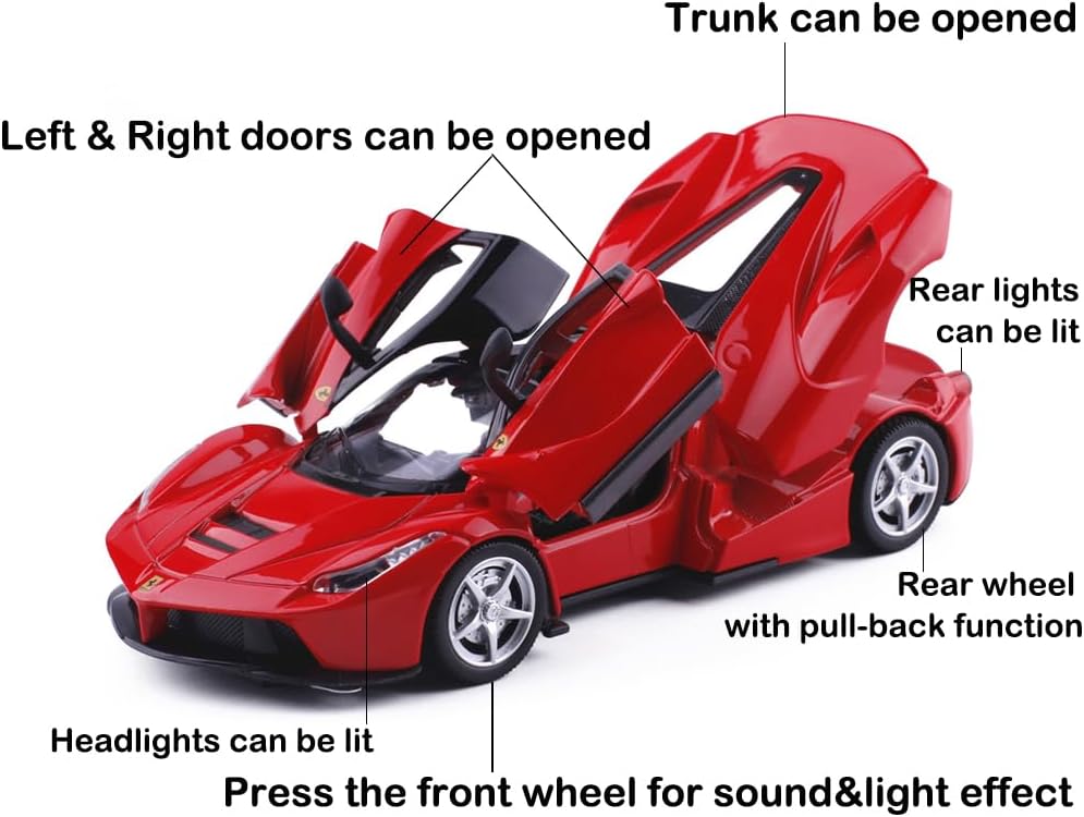 Alternative view of Alloy Collectible Red Race LaFer Pull Back Vehicles Diecast Cars Model with Lights and Sound
