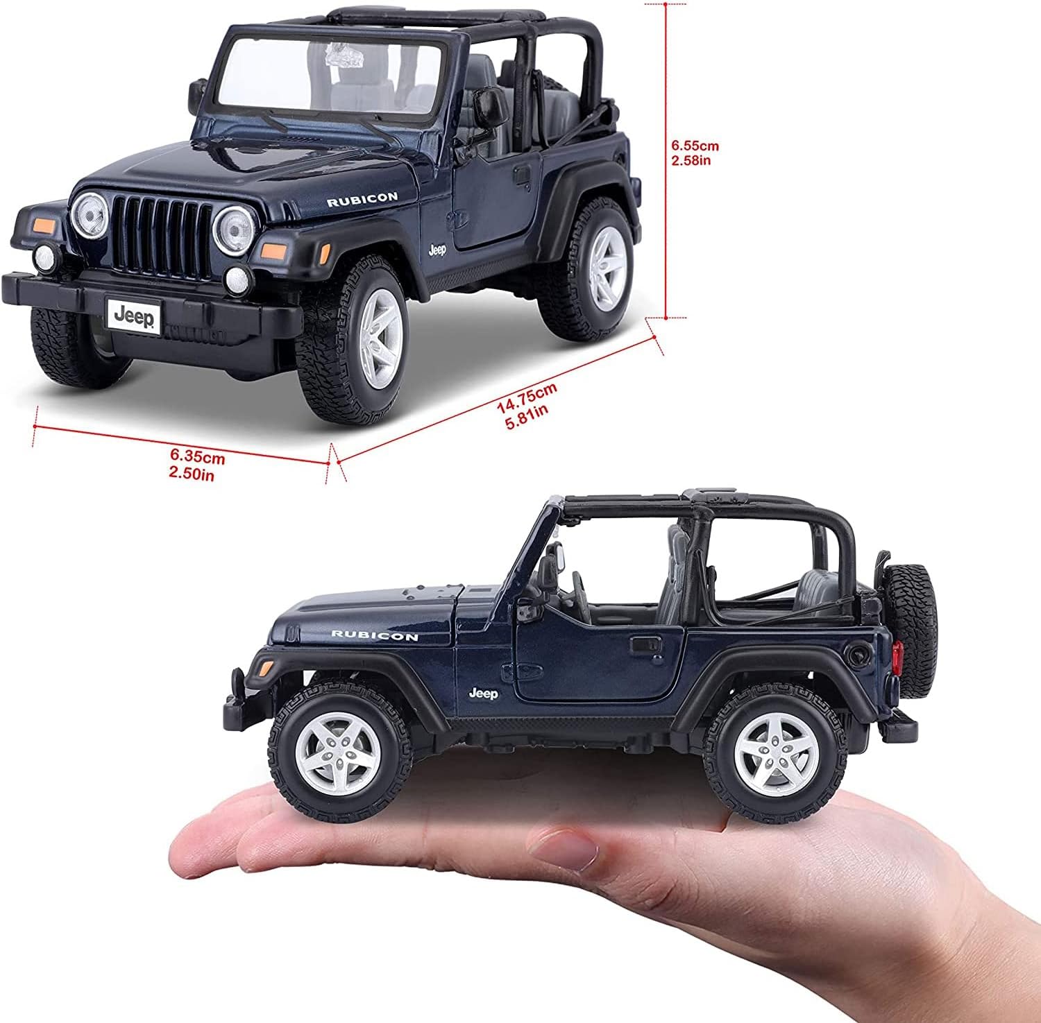 Maisto Plastic Jeep Wrangler Rubicon Diecast Vehicle (1:27 Scale), Metallic Blue