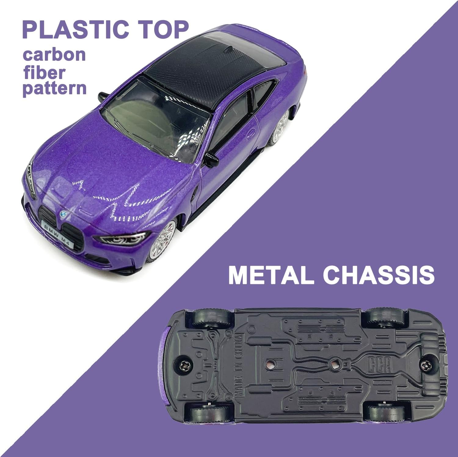 Alternative view of 1:64 Scale 2022 M4 G82 Model Car Sports Diecast Toy Cars Metal Alloy Children’s Die-cast Vehicles, Collection for Men, Toys for Boys Kids Gifts, Cake Topper, Purple